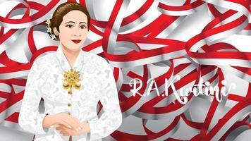 kartini day, ra kartini gli eroi delle donne e dei diritti umani in indonesia. sfondo modello banner design - vettore