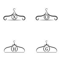 logo vettoriale di moda. logo appendiabiti. logo della lettera. emblema del sarto. icona del guardaroba - disegno vettoriale