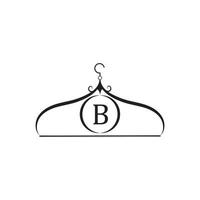 logo vettoriale di moda. logo appendiabiti. logo della lettera b. emblema del sarto. icona del guardaroba - disegno vettoriale