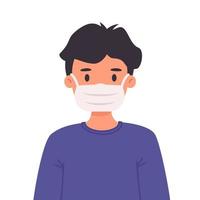 ragazzo con acconciatura moderna in maschera medica. avatar per bambini durante la pandemia di coronavirus covid-19 vettore