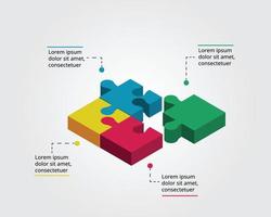 modello di gestione del puzzle per infografica per la presentazione per 4 elementi vettore