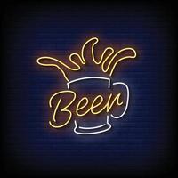 vettore del testo di stile delle insegne al neon della birra