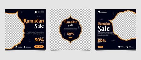 modello di promozione banner post sui social media di vendita ramadan vettore