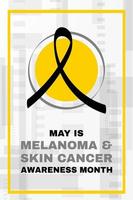 mese di sensibilizzazione sul melanoma e sul cancro della pelle. concetto con consapevolezza del nastro nero. modello di banner. illustrazione vettoriale. vettore