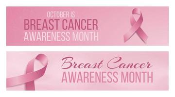 banner del mese di sensibilizzazione sul cancro al seno. illustrazione vettoriale. vettore