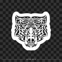 stampa tigre in stile boho. faccia di tigre in stile polinesiano. illustrazione vettoriale. vettore