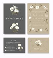 Gli inviti di nozze salvano il design della data card con l&#39;elegante anemone da giardino. vettore