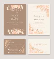 Gli inviti di nozze salvano il design della data card con l&#39;elegante anemone da giardino. vettore