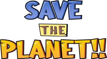 salva il design del logo del carattere del pianeta vettore