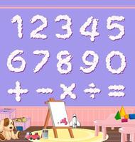 numero da 0 a 9 con simboli matematici vettore