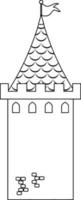 personaggio di doodle del castello in bianco e nero vettore