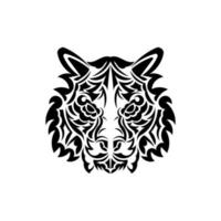 tatuaggio faccia di tigre in stile polinesiano. faccia di tigre boho. isolato. illustrazione vettoriale. vettore