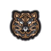 stampa tigre colorata in stile boho. faccia di tigre in stile polinesiano. isolato. vettore