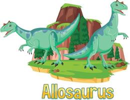wordcard dinosauro per allosaurus vettore