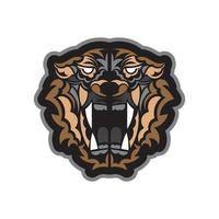faccia di tigre in stile polinesiano con stampa a colori. isolato. illustrazione vettoriale. vettore
