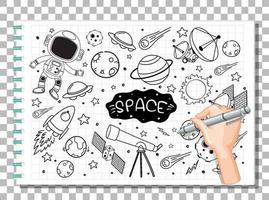 doodle disegnato a mano dell'icona dello spazio vettore