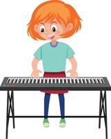 una ragazza che suona il personaggio dei cartoni animati di pianoforte vettore