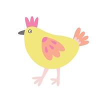 pollo decorativo divertente di pasqua. illustrazione piatta disegnata a mano. ottimo per biglietti di auguri. vettore