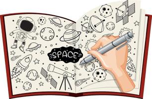 icone di doodle disegnate a mano sul libro vettore