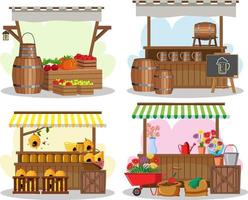 concetto di mercato delle pulci con set di negozi diversi