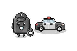 mascotte dei cartoni animati del pulsante della tastiera come polizia vettore