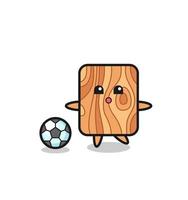illustrazione del fumetto di legno della plancia sta giocando a calcio vettore
