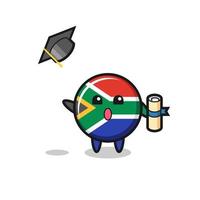 illustrazione del fumetto del sud africa che lancia il cappello alla laurea vettore
