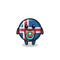 personaggio dei cartoni animati della bandiera dell'Islanda del bambino con il ciuccio vettore