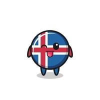 simpatico personaggio della bandiera islandese in dolce espressione mentre tira fuori la lingua vettore