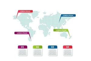 progettazione di affari infografica con sfondo di mappa del mondo vettore