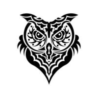 il volto di un gufo dai motivi maori. isolato su sfondo bianco. illustrazione vettoriale. vettore