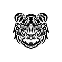 Tatuaggio volto di tigre in stile samoano. faccia di tigre boho. isolato. illustrazione vettoriale. vettore