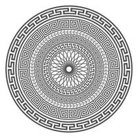 disegno della mandala greca del cerchio. bordi a meandri rotondi. modelli di elementi decorativi. illustrazione vettoriale isolato su sfondo bianco