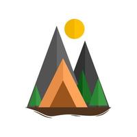 illustrazione di una tenda da campeggio in una foresta di montagna vettore
