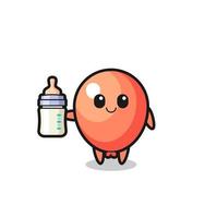 personaggio dei cartoni animati di palloncino bambino con bottiglia di latte vettore