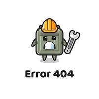 errore 404 con la simpatica mascotte della borsa della scuola