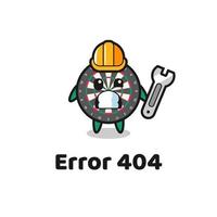 errore 404 con la simpatica mascotte del bersaglio per le freccette
