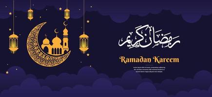 modello di banner di saluto di ramadan kareem vettore