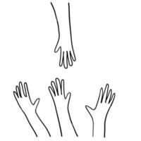 simbolo dell'illustrazione della mano di doodle per il vettore dell'illustrazione della cura e della carità
