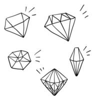vettore di illustrazione del diamante di doodle con vettore in stile cartone animato disegnato a mano