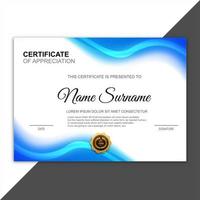 certificato di riconoscimento blu modello di riconoscimento vettore
