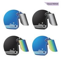 casco classico in colore nero e blu, su sfondo bianco. illustrazione vettoriale