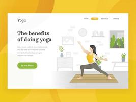 modello di pagina di destinazione dello yoga a casa vettore