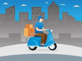 illustrazione di consegna scooter vettore
