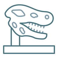 icona a due colori della linea fossile di dinosauro vettore