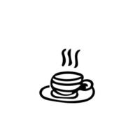 tazza e piattino in stile disegnato a mano. bevanda calda tè caffè stile scandinavo doodle. icona, cartolina, arredamento menu, accogliente, cucina, caffetteria vettore
