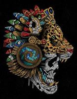 disegno del guerriero azteco giaguaro vettore