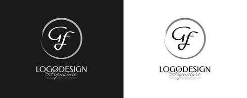 design del logo iniziale g e f in uno stile di scrittura elegante e minimalista. logo o simbolo della firma gf per matrimonio, moda, gioielli, boutique e identità aziendale vettore