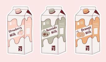 collezione di adesivi per latte carino disegnato a mano colorato vettore