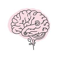 salute mentale. icona della linea del cervello umano in fiore. concetto di mente. ama la vita nuova pagina. illustrazione vettoriale